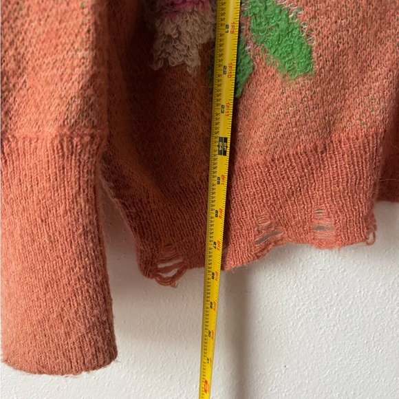 Anthropologie Floral Distressed Drop Shoulder V-Neck Sweater size extra large - Picture 13 of 14